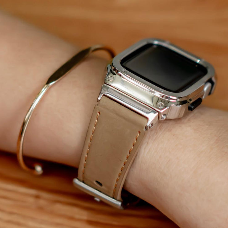 Fumi Genuine Leather Band With Metal Case