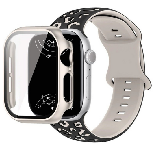 Aureus Engrave Leopard Silicone Band With Glass Case