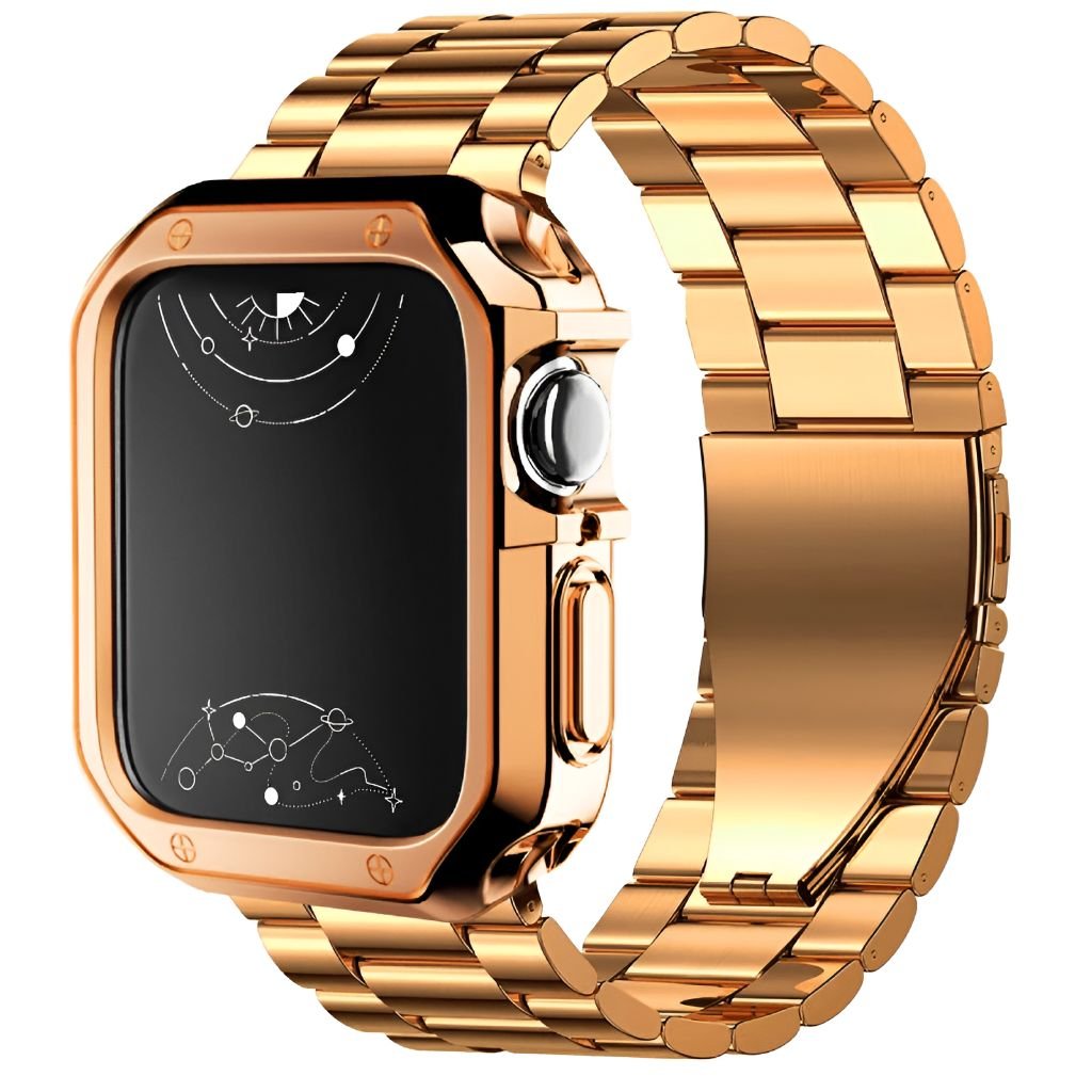 Class Stainless Steel Band Case For Apple Watch Series 1 2 3 4 5 6 7 8 9 SE SE2 Class Rose Gold 40MM