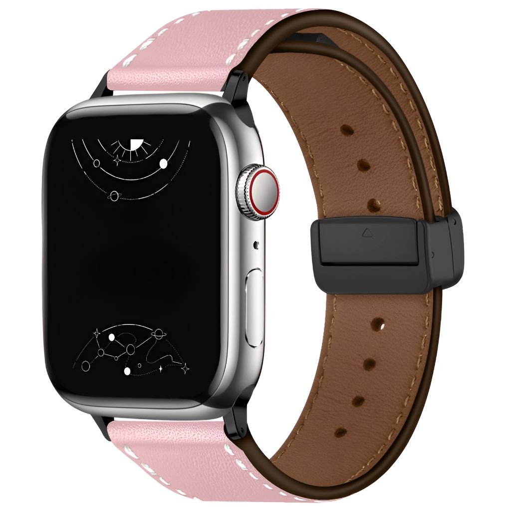 Leather Apple Watch Band Diva Leather Magnetic Women s Fits 1 9 SE Ultra 2 38MM 40MM 41MM Pink