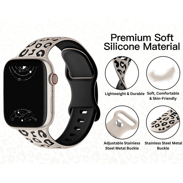 Obvius Silicone Band With Engraved Leopard Pattern
