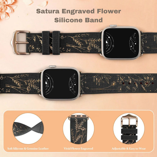 Satura Engraved Flower Silicone Band