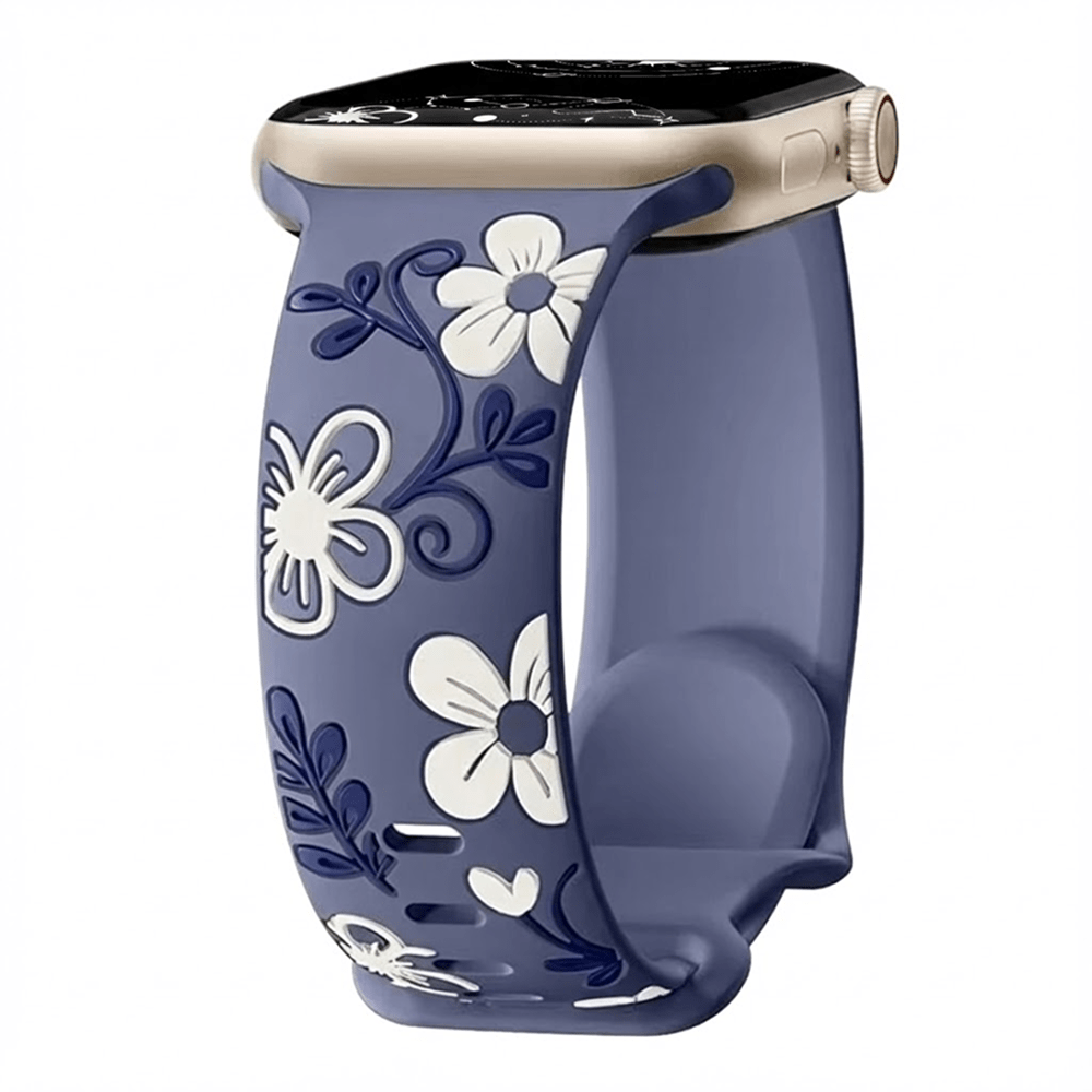 Velox Engraved Flower Silicone Band - Astra Straps