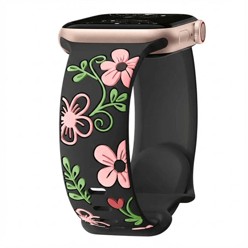 Velox Engraved Flower Silicone Band - Astra Straps